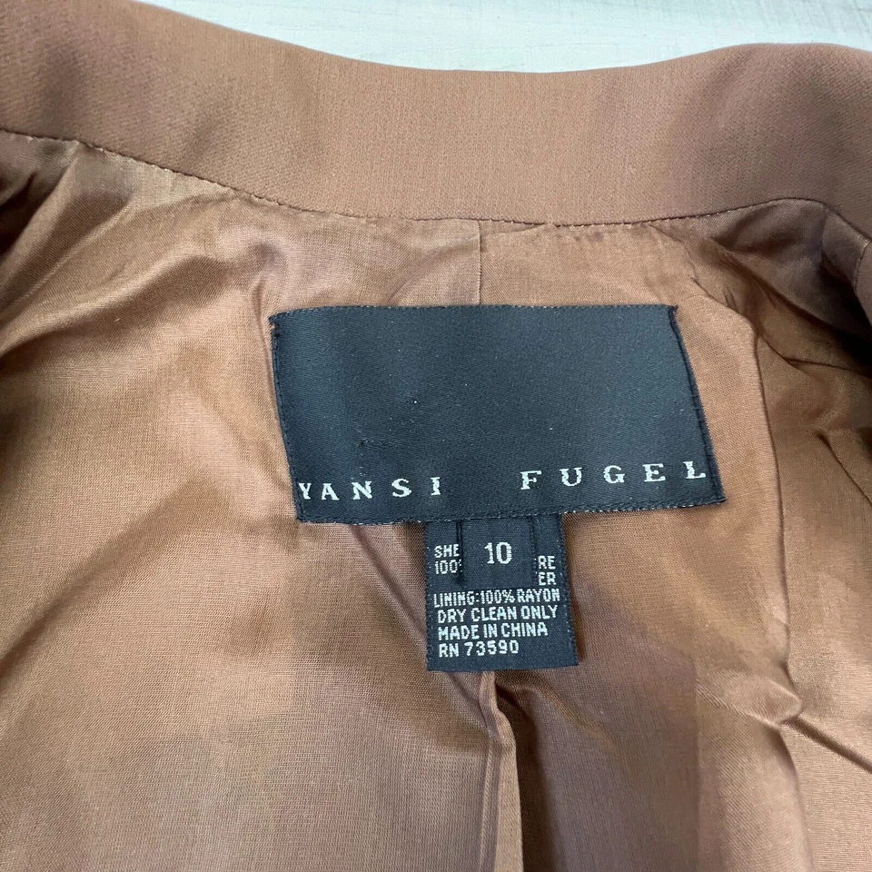 Yansi Fugel Mujer Traje 10 Marrón Blazer Falda Recta Forrado Carrera Nuevo Foto 3 de 4