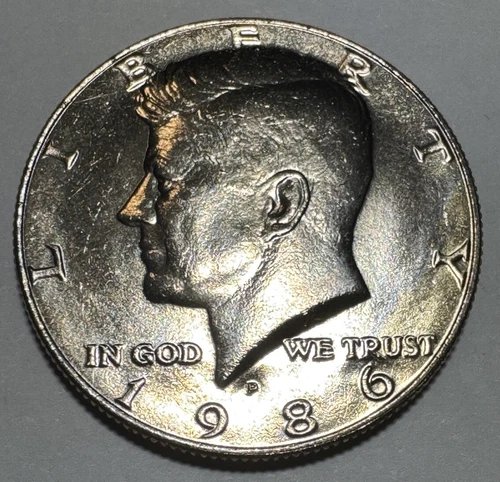 1986-P Kennedy Half Dollar 50cent Piece Coin from US Mint Set. Uncirculated BU