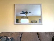 BED, BATH, & BEYOND XL HOME DECOR TAN BATHROOM MIRROR 44"X39" WALL MIRROR SHARP