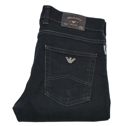 ARMANI Donna Denim Jeans Dritto Blu Navy Cotone Tasca Bottone Zip Taglie  EU-30 | eBay