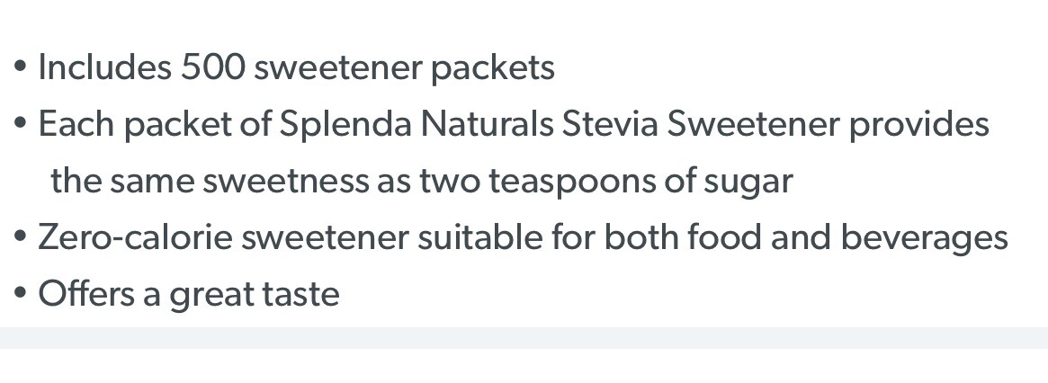 SPLENDA Naturals No Calorie Stevia Sweetener Single-Serve 500 Packets ~35.27oz.