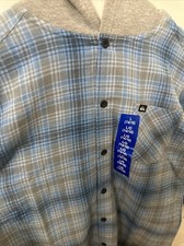 Quicksilver Shirt Boys Large Hooded Flannel Plaid Button Up Embroidered Logo