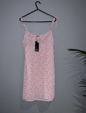 Baby Pink Floral Print Nasty Gal Dress With Tie Straps 