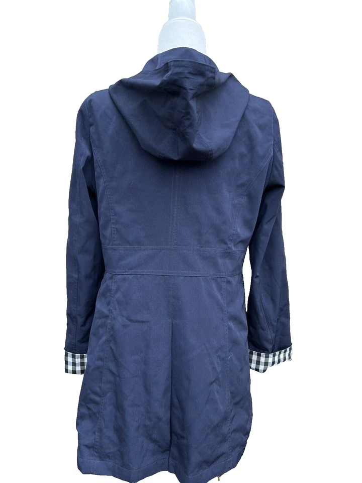 ESPRIT Gabardina Mediana Forrada Chaqueta Impermeable Cinturón Azul Marino Botón A000227 Foto 4 de 4