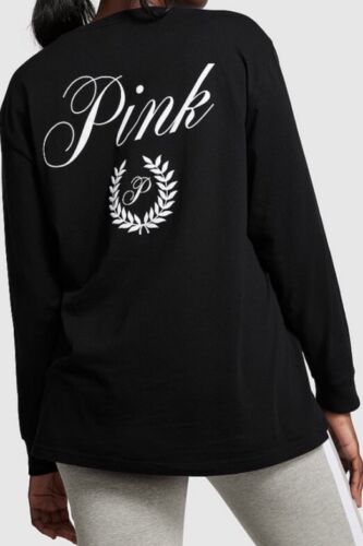 VICTORIA’S SECRET PINK OVERSIZED LONG- SLEEVE TEE BLACK SIZE M NWT