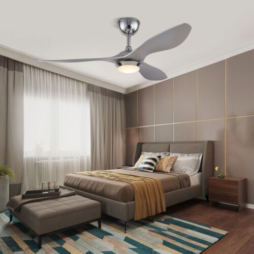 48" LED Ceiling Fan With Light 3 Speed Dimmable Chandelier Fan Lamp Remote Timer