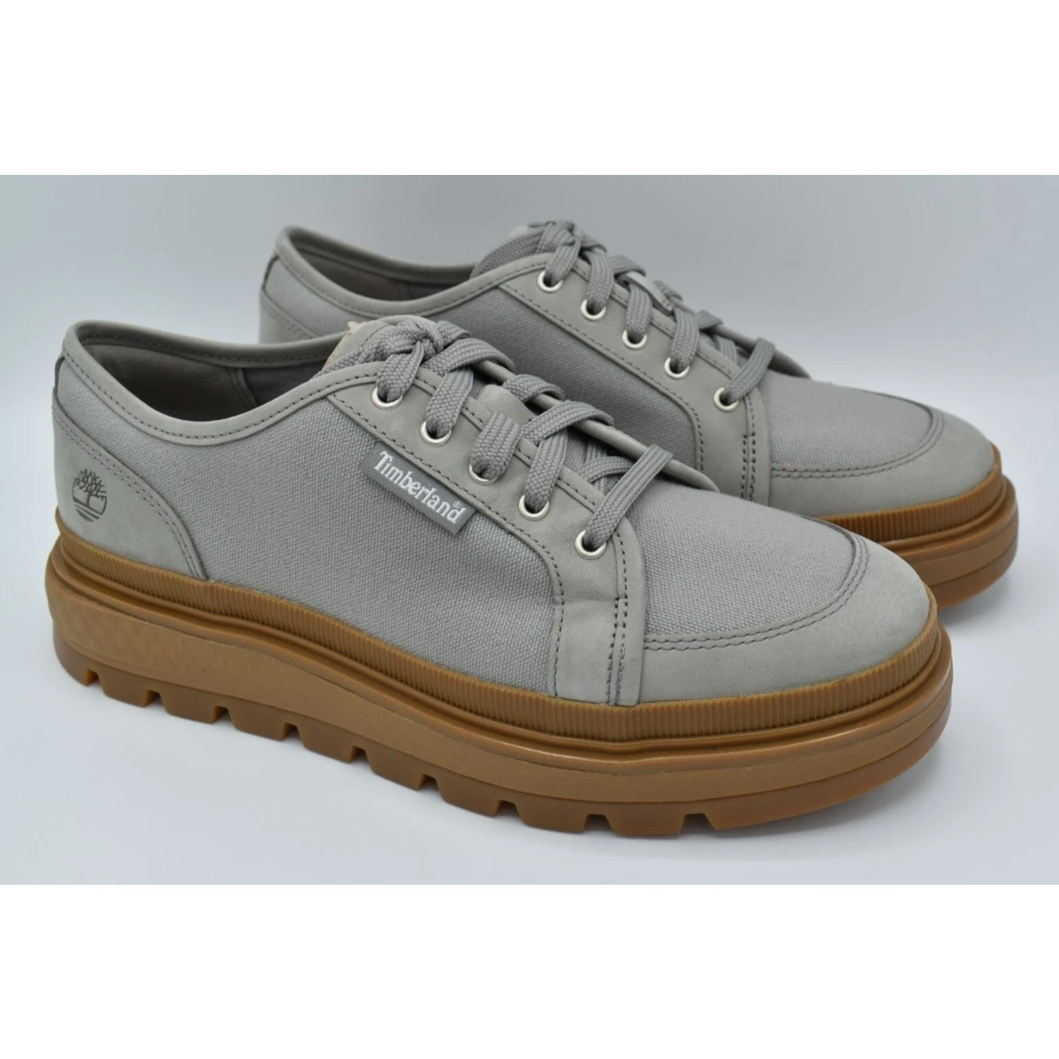 Timberland Women Sz 8.5 Ray City EK+ Grey Canvas Oxford Platform Sneakers Shoes