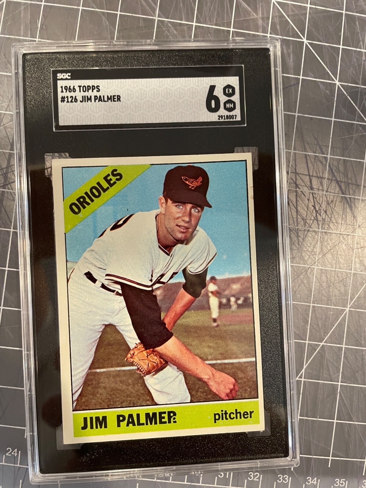1966 TOPPS #126 JIM PALMER BALTIMORE ORIOLES ROOKIE BASEBALL CARD SGC 6 EX/MT
