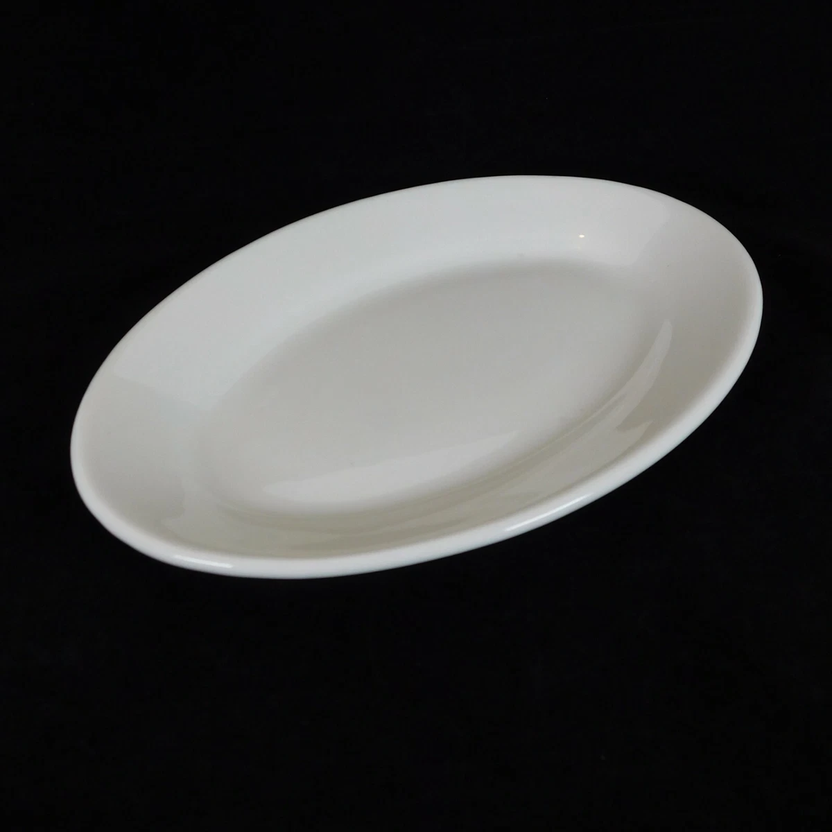 Buffalo Stamp China White Restaurant Ware Oval Plate Platter 11.25 Pottery FLAW
