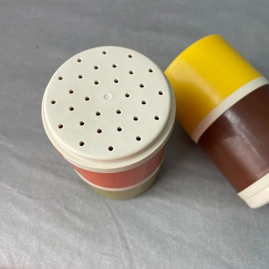 Tupperware Spice Set of 4 Shakers Stackable Harvest Colors 1308 MCM Vintage - Image 3 of 4