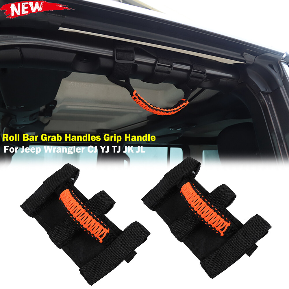 Heavy Duty Nylon Handles 2-Pack Roll Bar Grab Handles For Jeep Wrangler (CJ, YJ, TJ, JK, JL) - Orange & Black Anti-Roll & Sway Bars For Jeep Patriot - Foto 2