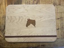Soundview Millworks Maple/Mahogany  Cutting Board with Horse Accent