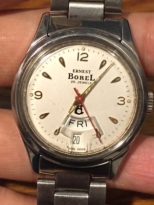 Montre Homme VINTAGE ERNEST BOREL - Automatique Avec Jour - Modèle 'Courir' - Occasion