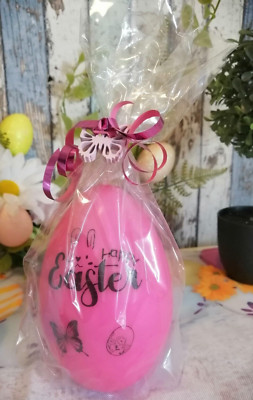 Osterkerze, Happy Easter, 12 cm, pink