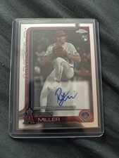 Topps Chrome 2025 Ryan Miller Rookie Card RC Auto #RA-RM Los Angeles Angels. rookie card picture