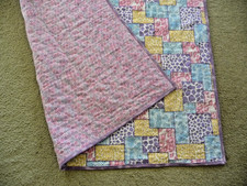 Flannel Handmade Lap Quilt   44x47 for baby girls or toddlers