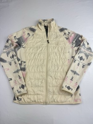 Ralph Lauren Jacke XS Creme Rosa Grau Aztekenmuster Full Zip Fleece LRL Active