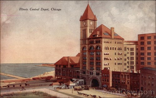Chicago,IL Illinois Central Depot Cook County The Simplicity Co. Postcard - Picture 1 of 2