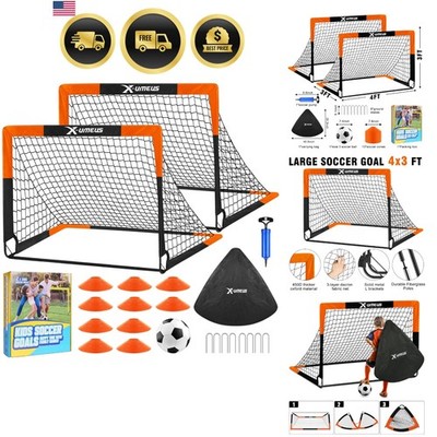 Kids Soccer Goals for Backyard Set of 2, 4 x 3 ft/6 x 4 Toddler Soccer Goal T...