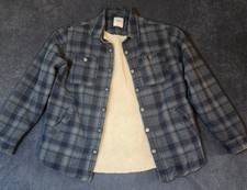 Katin Harold Sherpa Lined Plaid Flannel Jacket Large Blue