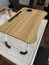 Laptop Bed Desk, Foldable Laptop Lap Desk Tray Table with USB Charge Port, Black