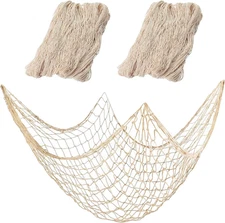 2 Pack Cream White Cotton Fishing Net Decorative Wall Hanging - 39 X 59 Inches,