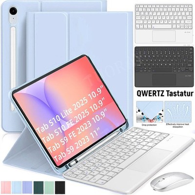 Hülle für Samsung Galaxy Tab S10 Lite S10 S9 FE S8 mit QWERTZ Touchpad Tastatur