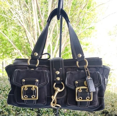Coach Vintage MEDIUM 10341 65th Anniversary Mandy Black Signature C Shoulder Bag
