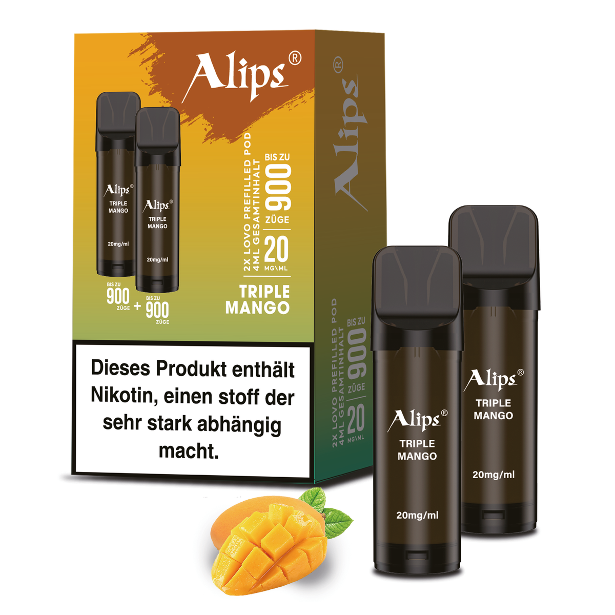 Alips LOVO 900 E-Zigarette Mehrweg 2x Pod-System E-Shisha mit 20mg Nikotin  Vape