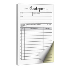 321Done Thank You Receipt Book, Made in USA - 3.4X5.5 Order Form, 2-Part Carbonl