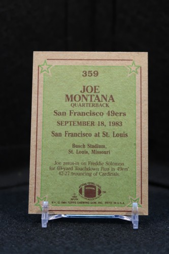 1984 Topps - Instant Replay Joe Montana #359 - Picture 2 of 2