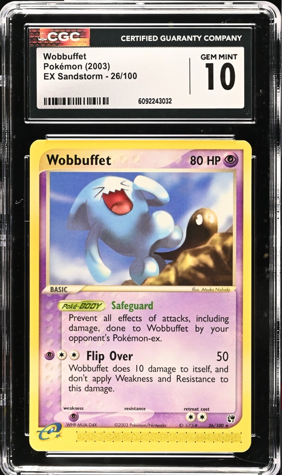CGC 10 GEM MINT Wobbuffet 26/100 Rare EX Sandstorm 2003 Pokemon Card