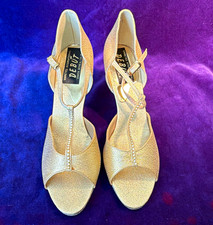 Debut Gold Glitter Ballroom Dance Shoes Women's Size 6 Varieties International