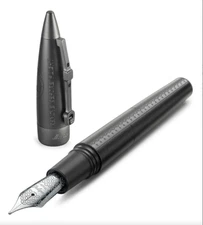 Montegrappa Flying Ace Aviator Black Fountain Pen, Nib F, ISAOR2UC, New In Box