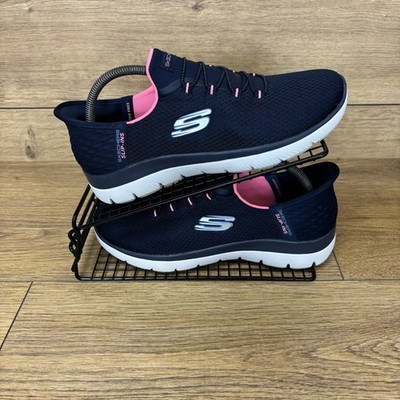 Skechers Schuhe Damen Gr. UK 6 Slip Ins Hands Free Walking Navy Blau Turnschuhe
