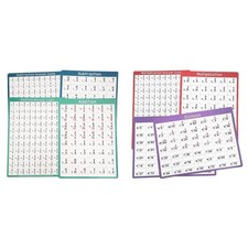 4 Pieces Math Posters Calculations Home Learning with Answers Math Charts