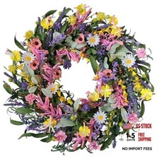  Spring Wreaths for Front Door, 22 Inch Artificial Floral Spring/Summer Wreath
