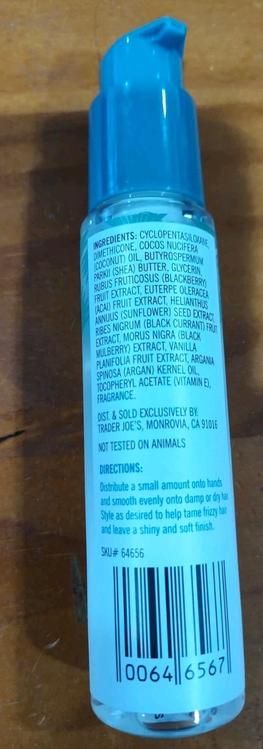 Trader Joe's Shea Butter & Coconut Oil Hair Serum Tame Frizz Add Shine 2.75 oz