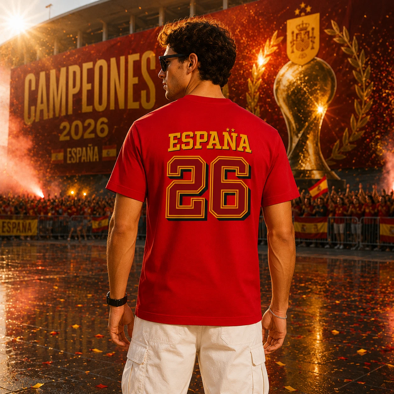 Spain Campeones 2026 FIFA World Cup Cotton T-Shirt Soccer Fan Graphic Tee Unisex - Picture 3 of 16