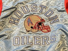 Starter Huston Oilers Blue Red Mens XL Quilted Lined Satin Logo Bomber Jacket