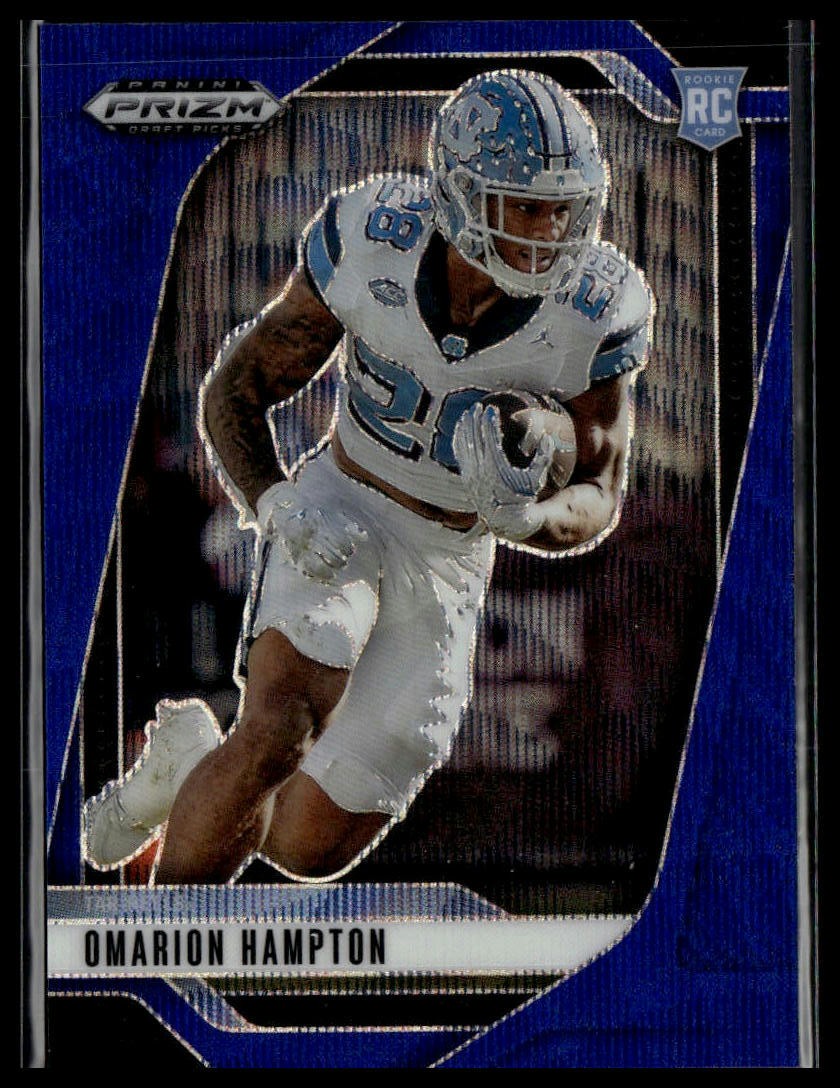 2025 Panini Prizm Draft Picks #74 Omarion Hampton Prizms Blue Wave #/299