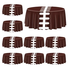 Football Print Tablecovers, Round Football Pattern Plastic Tablecloths Footba...