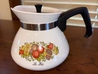 Vintage Corning Ware 6 Cup Coffee / Tea Pot P-104-8 Spice of Life w/ metal Lid