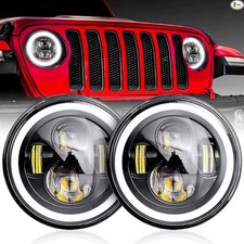 7 Inch Round Headlights H6024 Round Halo Angel Eyes DRL Amber Turn Signal