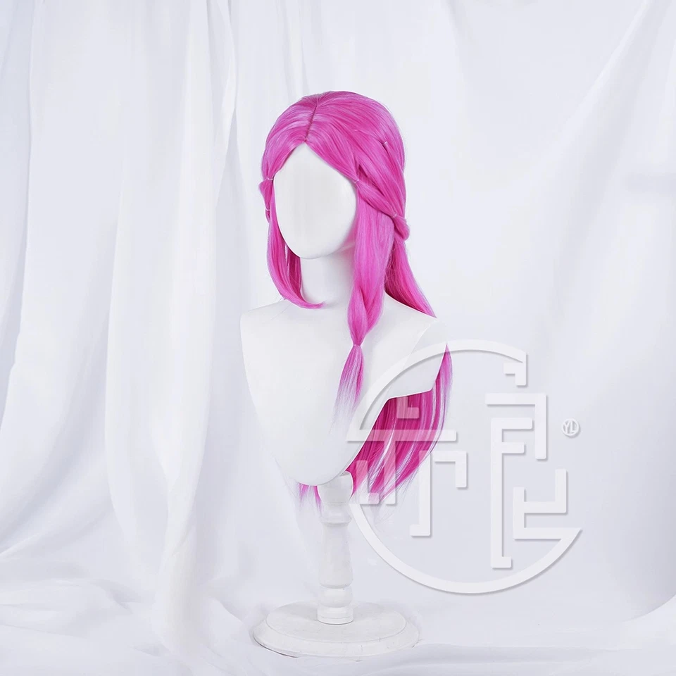 LOL League Of Legends Ahri Snow Moon Caitlyn Ver Peluca Rosa Cosplay utilería 80 cm cabello Foto 3 de 4