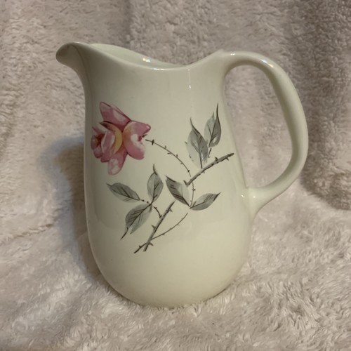 VTG 7" Comde Ballerina by Universal Rosette Pitcher Stoneware White Floral