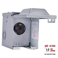 50 Amp 125/250 Volt RV/EV Power Outlet Box, Enclosed Lockable 50 Amp Outlet Box