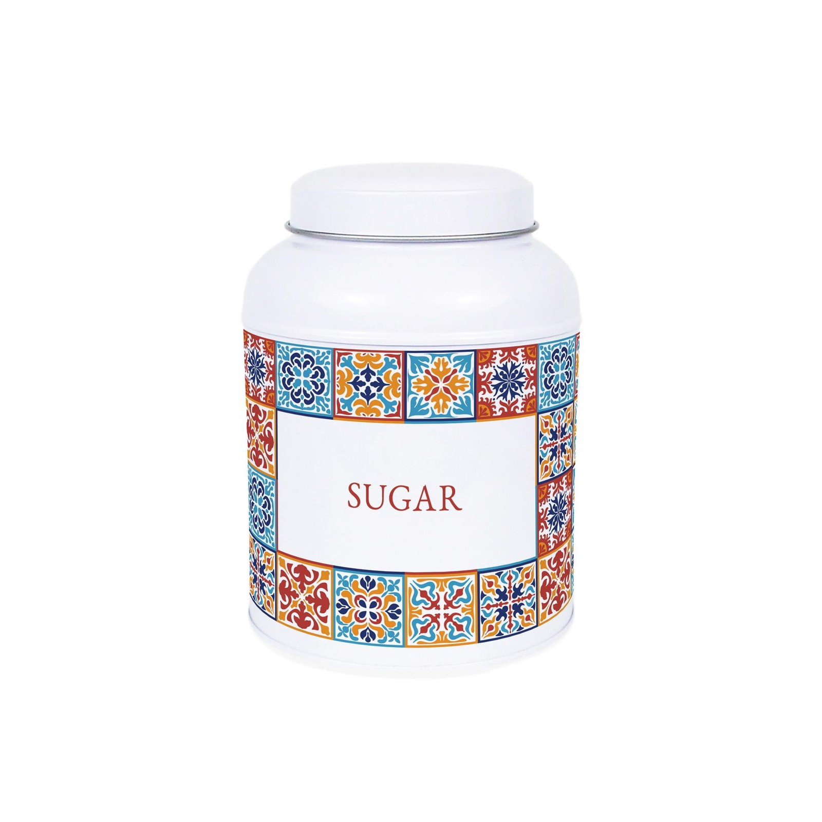 B&Q -  Moroccan Tile Sugar CanisterSmall Domed Lid Kitchen Storage Tin - Image 2