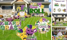 Mardi Gras Yard Sign with Stake Waterproof Mardi Gras Outdoor Decorations for