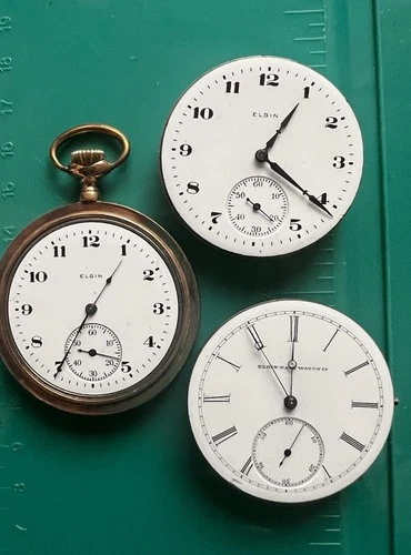 Antique Vintage Elgin Pocket Watch Movements Please Read! Lot Of 3